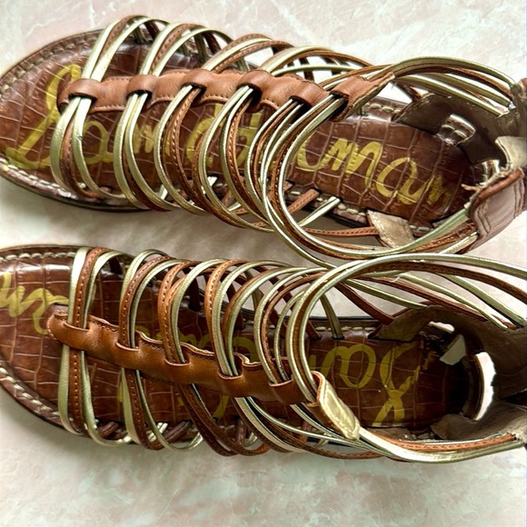 Sam Edelman Kamille Gladiator Strappy Gold and Tan Sandals Sz 8 Women's - Picture 8 of 12